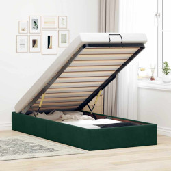 Ottoman bed frame sem colchão verde escuro 100x200 cm veludo