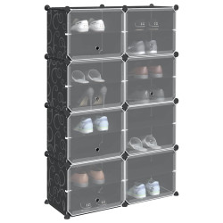 Organizador de arrumação com 8 cubos e portas PP preto