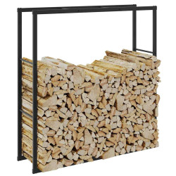 Suporte para lenha 110x30x116 cm aço preto
