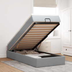 Estrutura cama otomana colchão 100x200 cm tecido cinzento claro