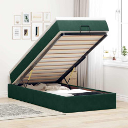Estrutura de cama otomana com colchão verde escuro veludo
