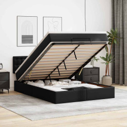 Estrutura de cama otomana com colchão 140x200 cm preta