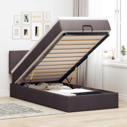 Cama otomana com colchão 100x200 cm tecido castanho escuro