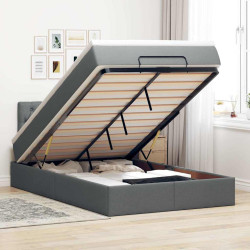 Cama otomana com colchão&leds 120x200 cm tecido cinzento escuro