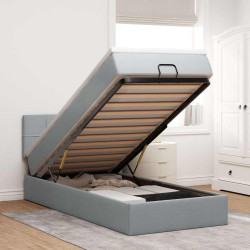 Estrutura cama otomana colchão 90x190 cm tecido cinzento claro