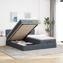 Estrutura cama otomana colchões 160x200 cm cinzento escuro