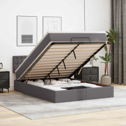 Cama otomana com colchões & leds 140x200 cm couro artificial