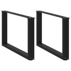 Pés para mesa de centro em formato de u, 2 peças, preto, 70x (42-43) cm, aço