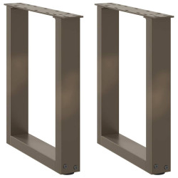 Pés para mesa de centro em formato de u, 2 peças, aço natural, 28 x (42-43) cm, aço