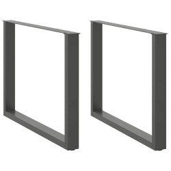 Pés para mesa de jantar em formato de u, 2 peças, antracite, 100x(72-73) cm, aço