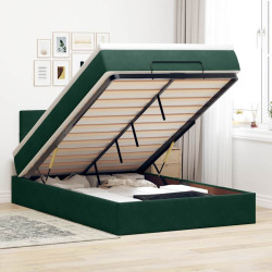 Cama otomana com colchão 120x190 cm veludo verde-escuro