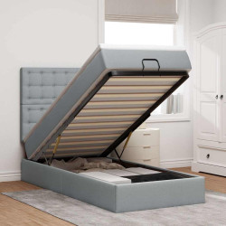 Estrutura cama otomana colchão 90x190 cm tecido cinzento claro