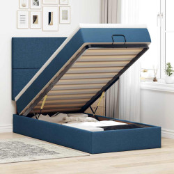 Cama otomana com colchão 100x200 cm tecido azul