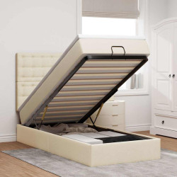 Cama otomana com colchão 90x200 cm tecido creme