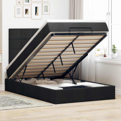 Estrutura de cama otomana com colchão preto 120x190 cm tecido