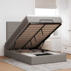 Moldura de cama otomana com tecido cinza 120x200cm