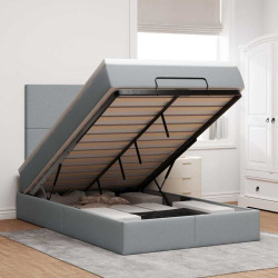 Estrutura cama otomana colchão 120x200 cm tecido cinzento claro