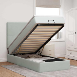 Estrutura cama otomana colchões 90x190 cm veludo cinzento claro