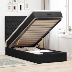 Estrutura de cama otomana com colchões preto 80x200cm veludo