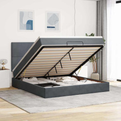 Estrutura cama otomana colchões 180x200 cm cinzento escuro