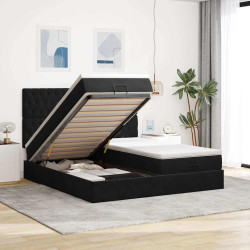 Estrutura de cama otomana com colchões 160x200 cm veludo preto