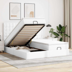 Estrutura de cama otomana com colchões 180x200 cm branco puro