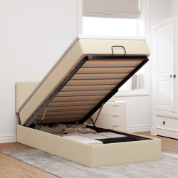 Estrutura de cama otomana com creme de colchão 90x190cm tecido