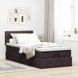 Cama otomana com colchão 90x200 cm tecido castanho escuro