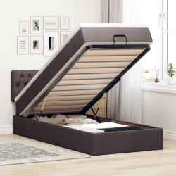 Cama otomana com colchão 100x200 cm tecido castanho escuro