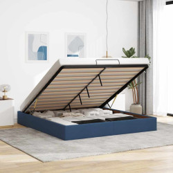 Estrutura de cama otomana sem colchão 160x200 cm tecido azul