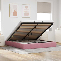 Estrutura de cama otomana sem colchão 200x200 cm veludo rosa
