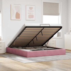 Estrutura de cama otomana sem colchão 180x200 cm veludo rosa