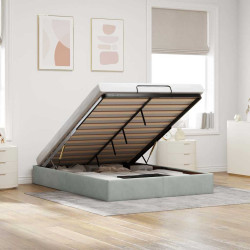 Estrutura de cama otomana sem colchão 140x200 cm cinzento claro