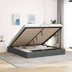 Estrutura de cama otomana sem colchão 200x200cm cinzento-escuro