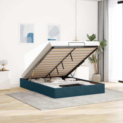 Estrutura de cama otomana sem colchão 140x200 cm azul escuro