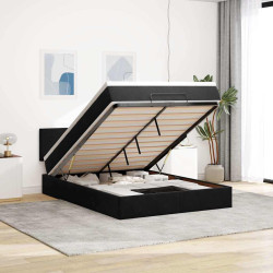 Estrutura de cama otomana com colchão 140x190 cm veludo preto