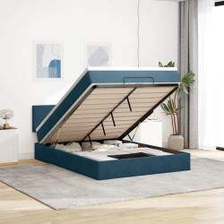 Estrutura de cama otomana com colchão 140x190cm azul escuro
