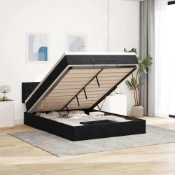 Estrutura de cama otomana com colchão 140x190 cm veludo preto