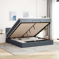 Estrutura de cama otomana com colchão 160x200cm cinzento escuro