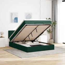 Estrutura de cama otomana com colchão 140x190cm verde escuro