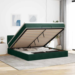 Estrutura de cama otomana com colchão 160x200 cm verde escuro