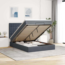 Estrutura de cama otomana colchões 140x200 cm cinzento escuro