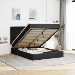Estrutura de cama otomana com colchões 140x190 cm veludo preto