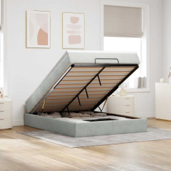 Estrutura de cama otomana com colchão 140x200 cm cinzento claro