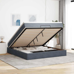 Estrutura de cama otomana com colchão 160x200cm cinzento escuro