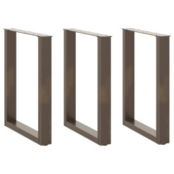 Pés para mesa de jantar em formato de u, 3 peças, aço natural, 70x(72-73) cm, aço