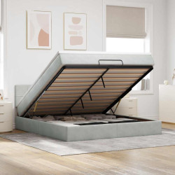 Estrutura de cama otomana com colchão 160x200 cm cinzento claro