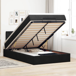 Cama otomana com colchão & leds 120x190cm veludo preto