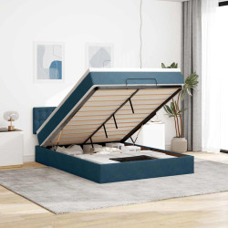Estrutura de cama otomana com colchão 140x190cm azul escuro