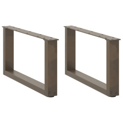 Pés para mesa de centro em formato de u, 2 peças, aço natural, 70 x (30-31) cm, aço